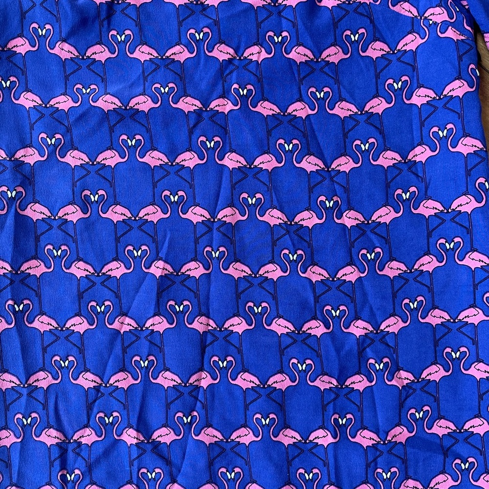 Harlyn Flamingo Print Silk Shift Dress XS Anthropologie Bluepink 3/4 slv Tunic - Picture 3 of 10